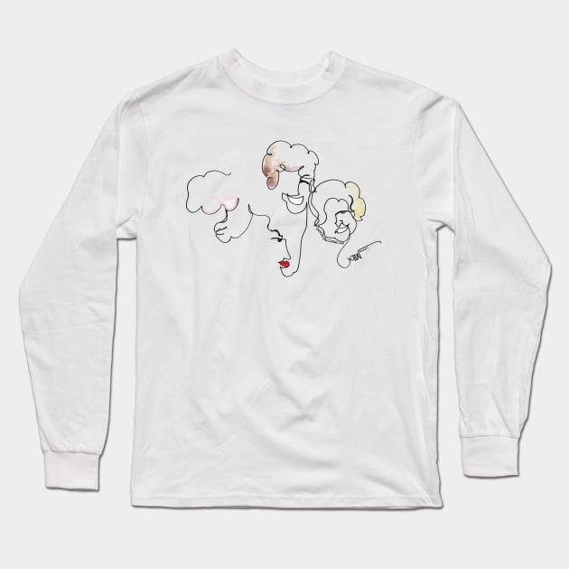 Golden Girls One-Line Drawing Long Sleeve T-Shirt by MikeDenison